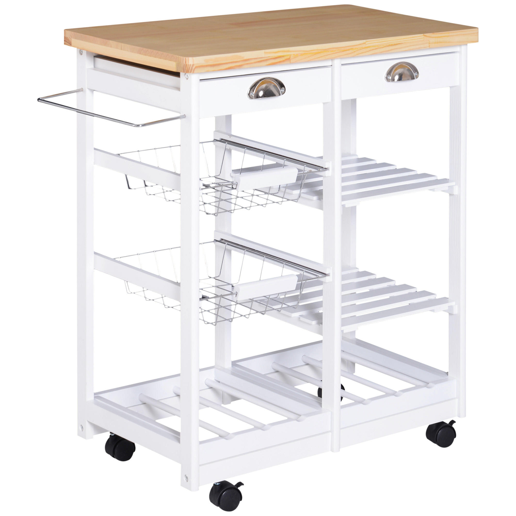 KÜCHENWAGEN, Mehrzweckwagen mit 2 Schubladen, 74 x 37 x 76 cm, Weiß - Multicolor, Metall (74/76/37cm) - FORIOUS