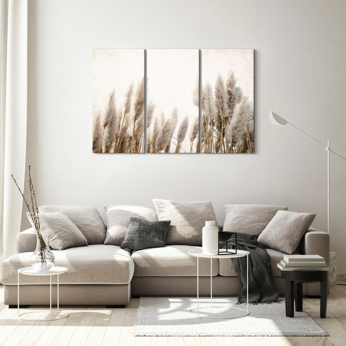 LEINWANDBILD Pampasgras 3-tlg. 120x80 cm - Multicolor, Holz (120/80cm) - LUMASOUL