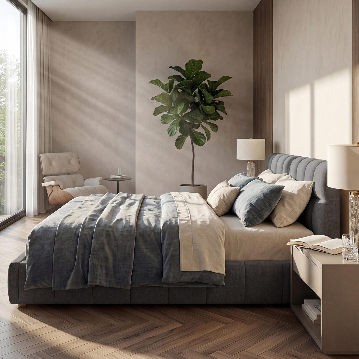 POLSTERBETT Block-Steppung 140/200 cm mit Stoßschutz-Rahmen Leinenoptik Grau - Grau, Textil (140/200cm) - Creahappy