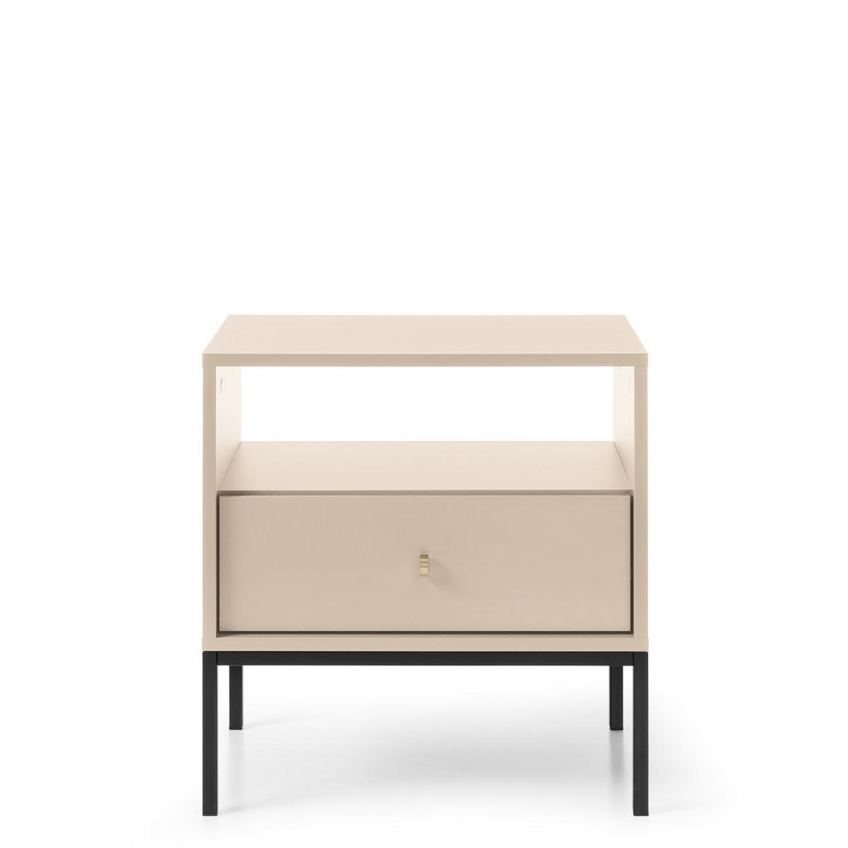 NACHTTISCH MONCTON STO2-1S Metalgriffe, Beige - Beige, Holzwerkstoff/Kunststoff (54/56/39cm) - Komodee