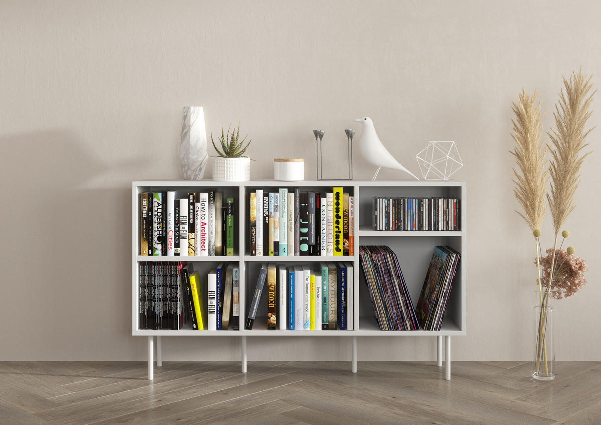 SIDEBOARD Mirka, Weiß, offene Fächer, Minimalistisch - Weiß, Holzwerkstoff/Metall (130/80/30cm) - Dancan