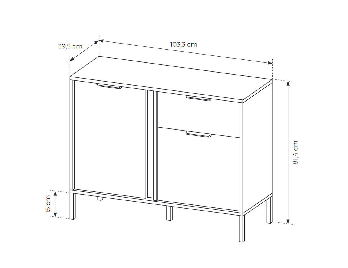 SIDEBOARD Lars anthrazit / gold 103,3 / 39,5 / 81,4cm - Anthrazit, Holz/Holzwerkstoff (103.3/81.4/39.5cm) - Feldmann-Wohnen