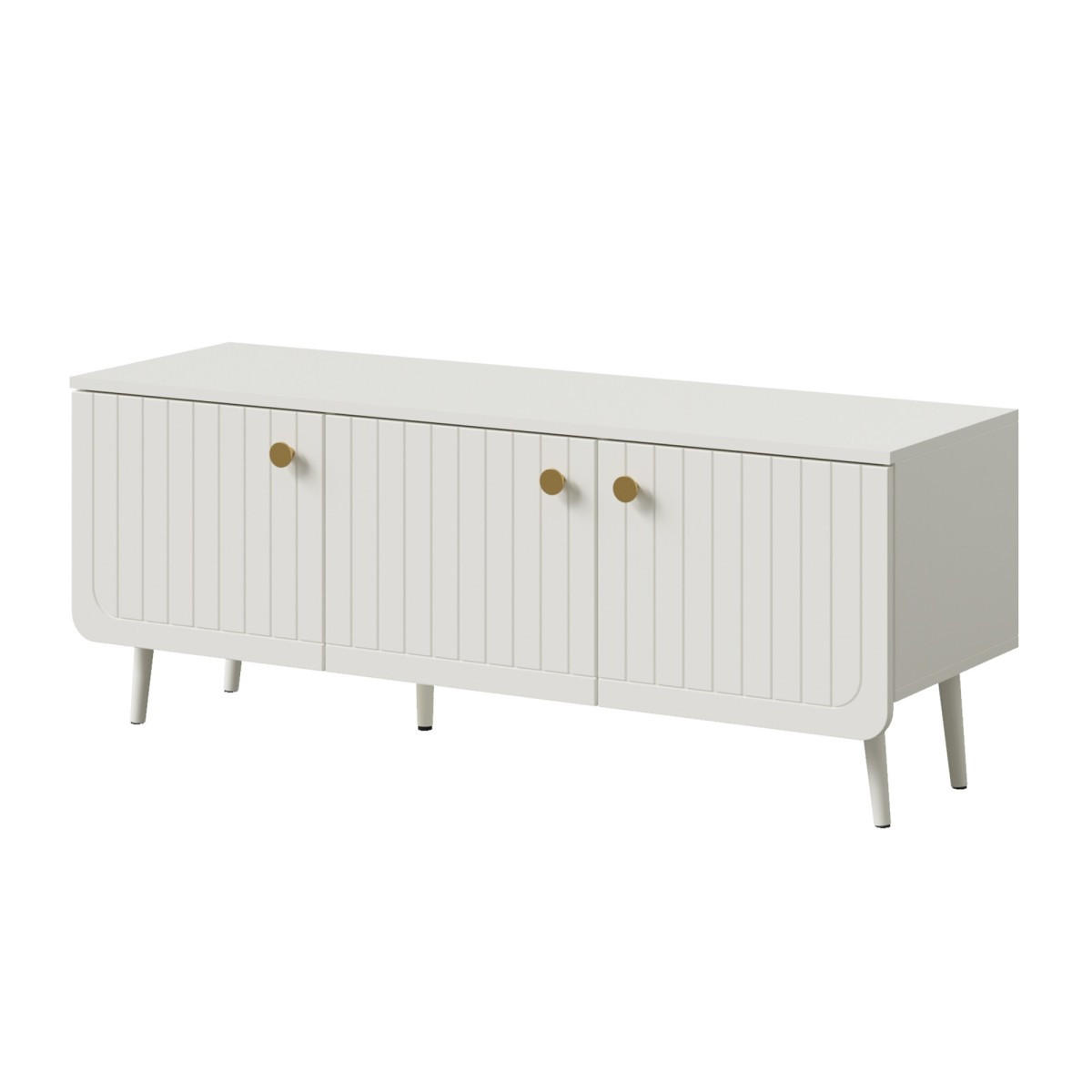 TV-LOWBOARD Chloe 3D 125 Weiß (schwarzer oder goldener Griff) - Schwarz/Weiß, Holzwerkstoff/Kunststoff (127/50/40cm) - mzm24