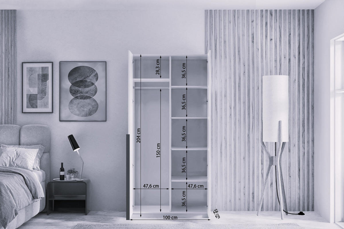 DREHTÜRENSCHRANK AMARA 100/204/58cm 2-türig Kaschmir - Kaschmir/Goldfarben, Holzwerkstoff (100/204/58cm) - MASSENO