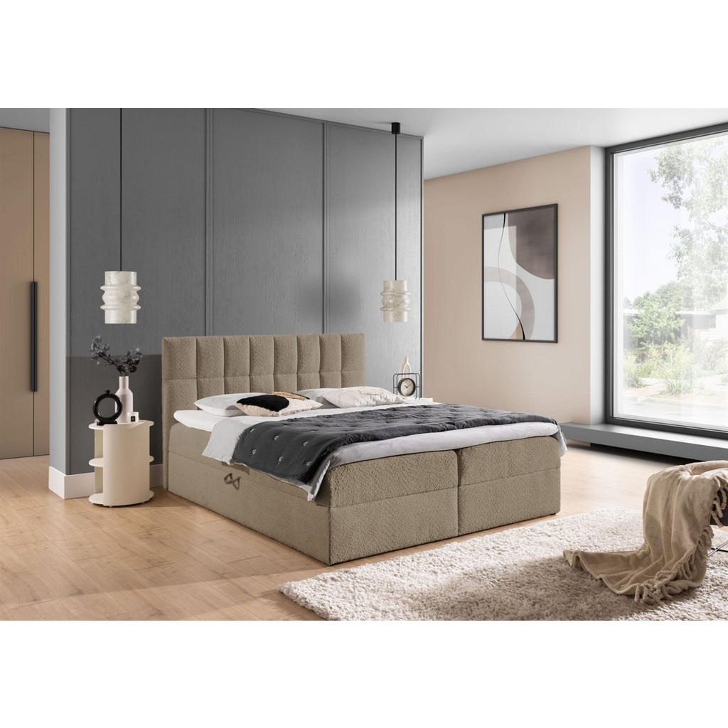 Thumbnail - Fun Möbel Boxbett, Beige, Textil, 160x220 cm, Schlafzimmer, Betten, Boxspringbetten