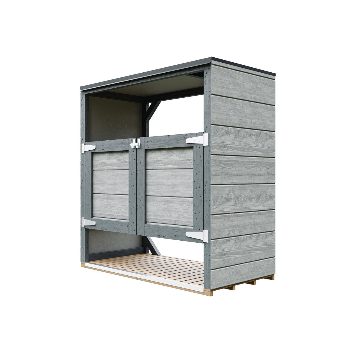 MÜLLTONNENBOX 2er 240L, Timbela M980A-TUNDRA CAVERN, Aus Wetterfest LP Smartside Holz - Graubraun, Holz (153/159/75cm) - Timbela