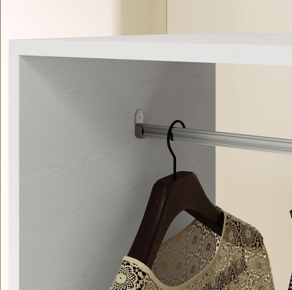 KLEIDERSCHRANK aus Holzwerkstoff 80x40x128 cm Weiß mit Rollen, 3 Regalen und Kleiderstange - Weiß, Holzwerkstoff (80/128/40cm) - Modfu