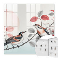 SCHLÜSSELBOX Weiß 30x30 cm – Türöffnung nach rechts - Vögel Natur - Rot, Metall (30/30/5cm) - TULUP
