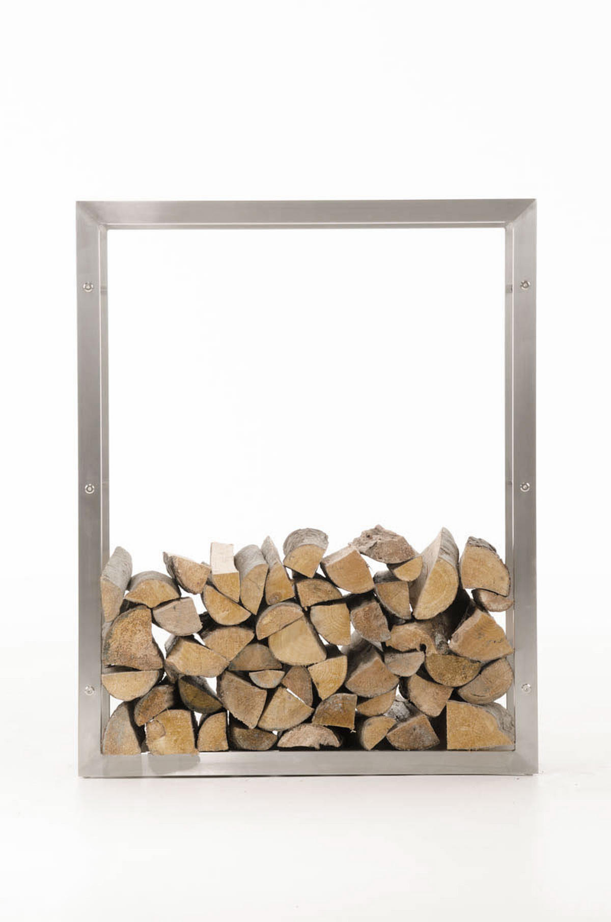 KAMINHOLZREGAL 80/25/100 cm Metall edelstahl - Edelstahlfarben, Metall (80/100/25cm) - CLP