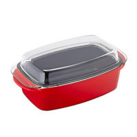 BRÄTER Deckel - Rot, Glas/Metall (22.5/39.5/15cm) - Relaxdays