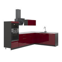 KUHINJA U OBLIKU SLOVA L Fame-Line, Bordo visokog sjaja/Antracit, 287 x 207 cm, RP Mramor - bordo/antracit, drvni materijal (287/153.6/60cm) - Vicco