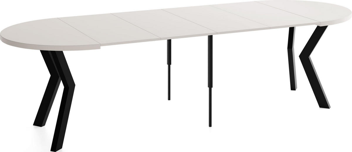 ESSTISCH Savio rund ausziehbar verlängerbar XXL, Kaschmir 100-300/100/77 cm - Kaschmir/Schwarz, Holz/Holzwerkstoff (100/100/77cm) - WFL GROUP