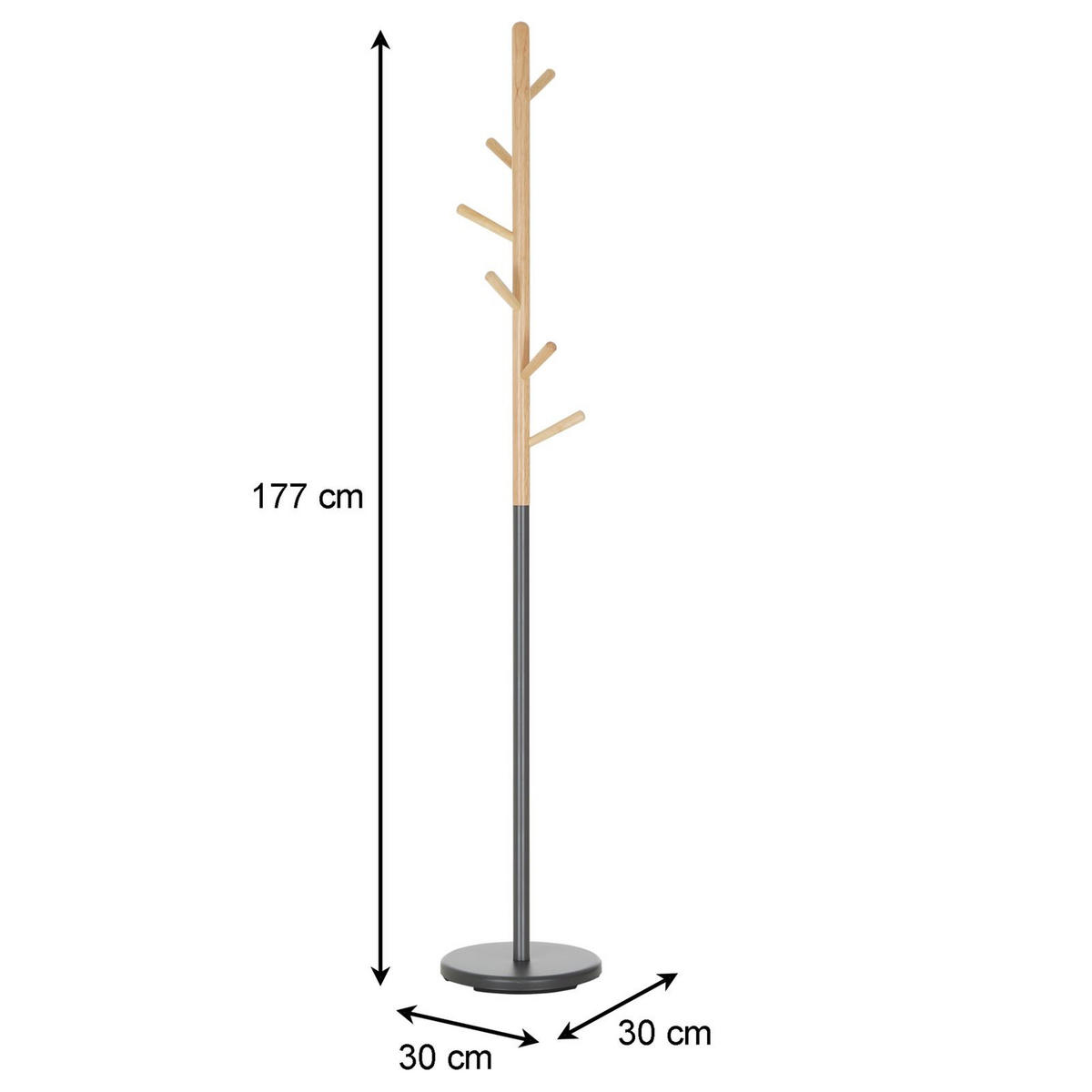 KLEIDERSTÄNDER ENRICO - Naturfarben/Grau, Holz (30/177/30cm) - IDIMEX