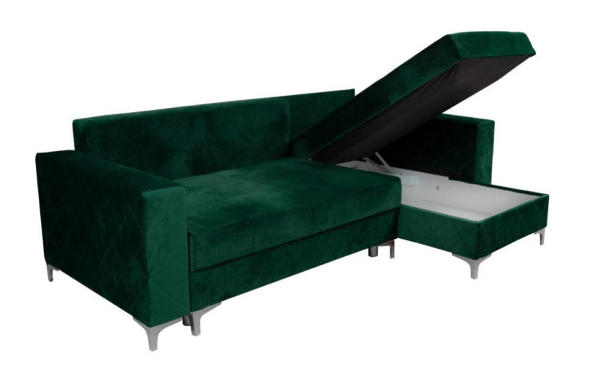 ECKSOFA Grün SIMO Mit Schlaffunktion Rechts - Grün, Textil (145/236cm) - Sepro Meble