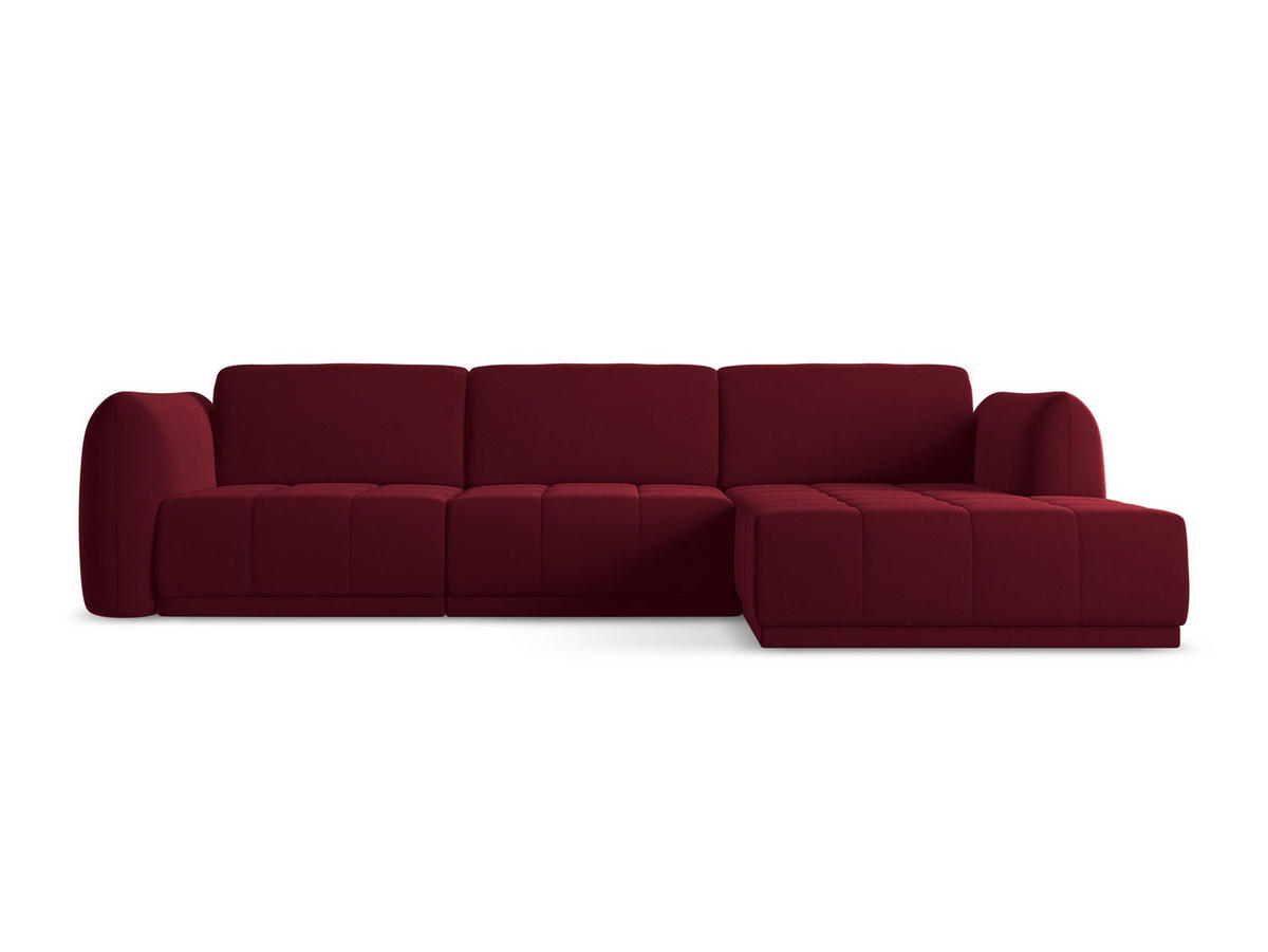 ECKSOFA Rechts Samt Stoff Rot - Bordeaux/Rot, Kunststoff/Textil (290/170cm) - Makamii