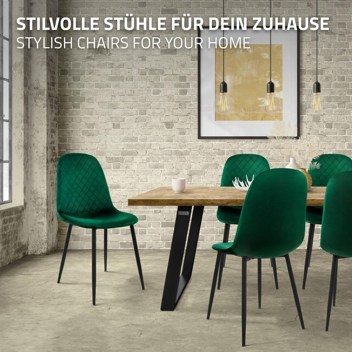 JÍDELNÍ ŽIDLE, sada 4 ks, tmavě zelený samet - černá/tmavě zelená, kov/textil (51/89/44cm) - ML-DESIGN