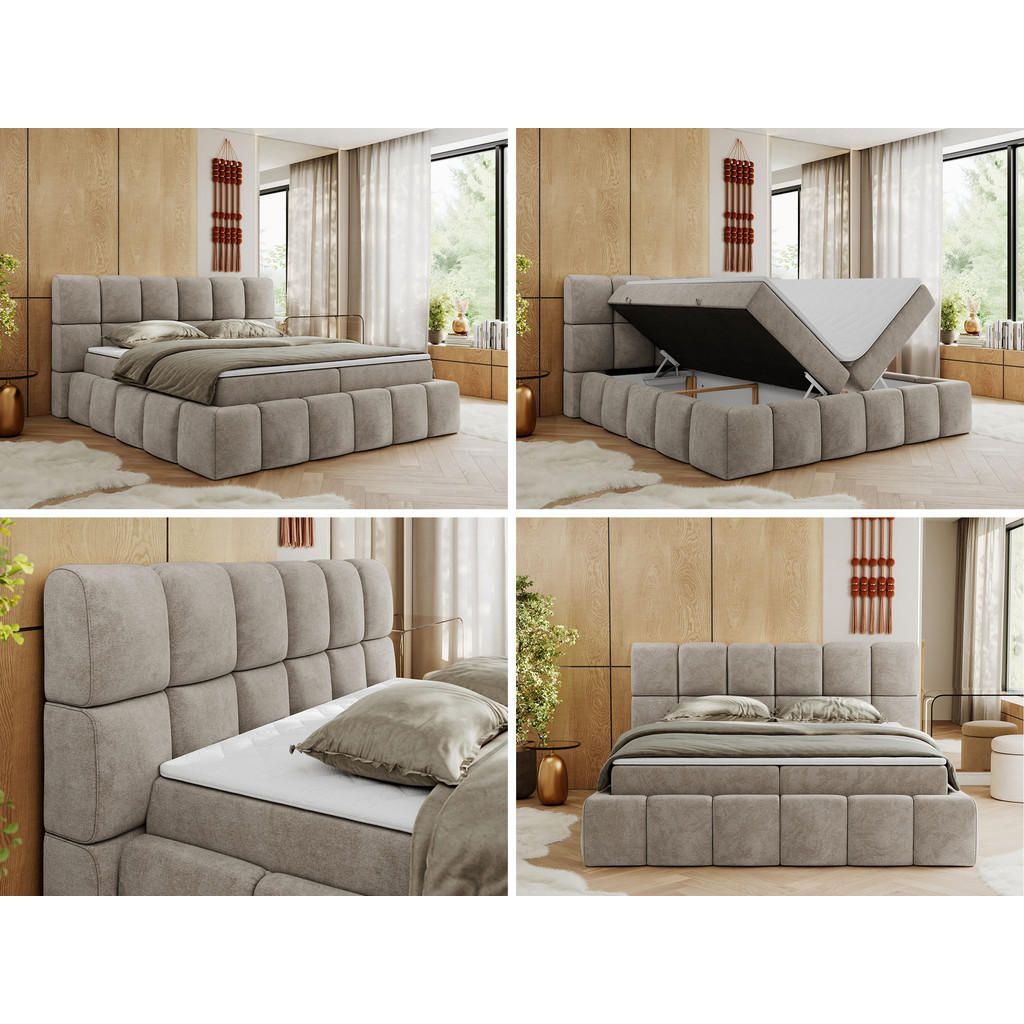 Thumbnail - MKS Boxbett, Beige, Textil, 2-Sitzer, H4, 7-Zonen, Rechteckig, 180x200 cm, Oeko-Tex®, Schlafzimmer, Betten, Boxspringbet...