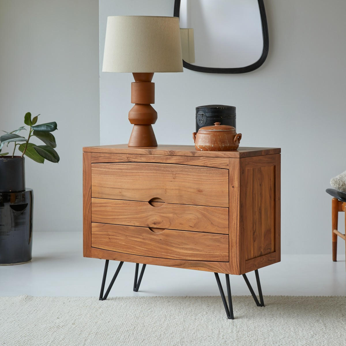 KOMMODE Bonnie Braun aus Akazie - Braun, Holz (90/77/40cm) - Tikamoon