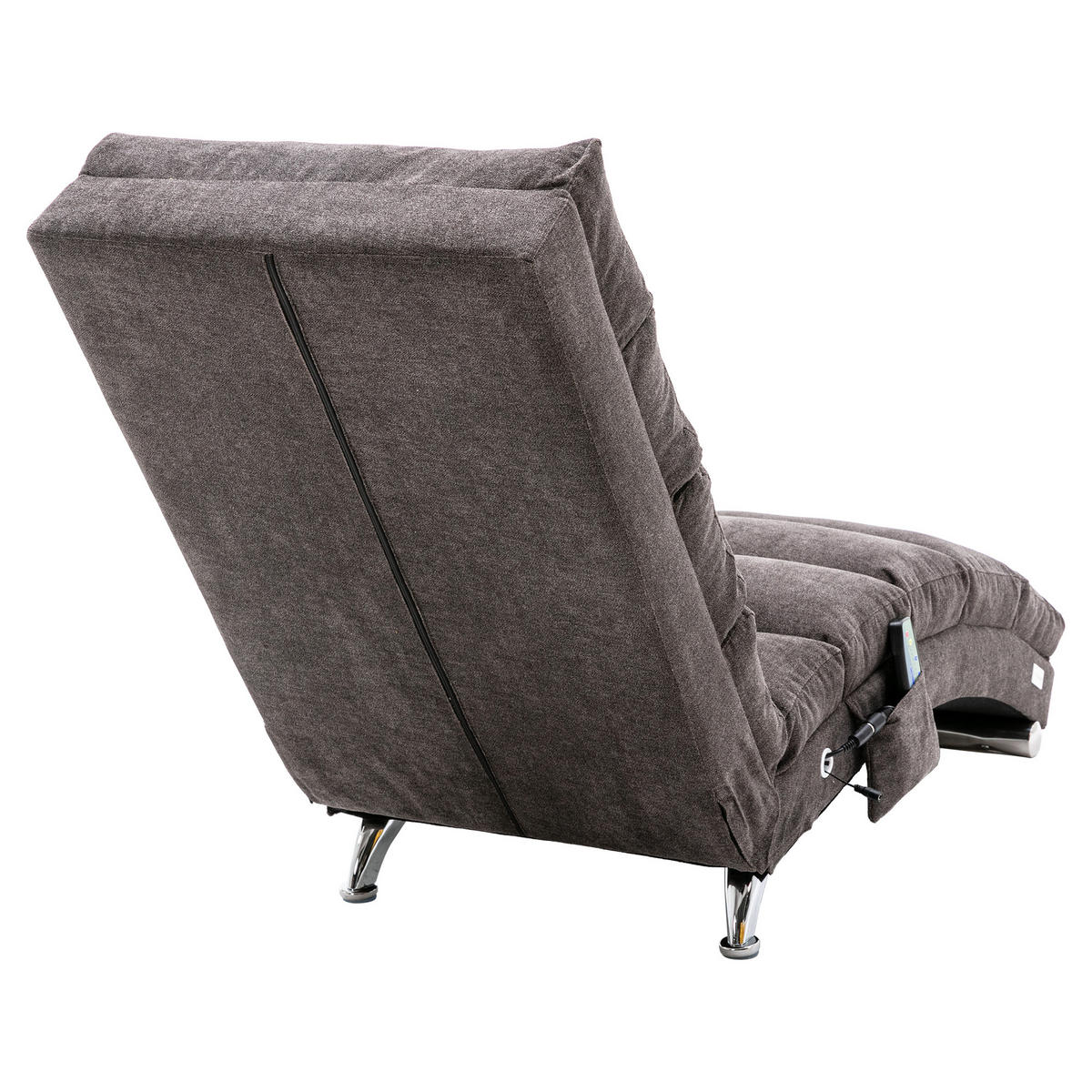 MASAŽNA FOTELJA u tamnosivoj boji s funkcijom vibracije, od lana - srebrne boje/tamno siva, drvni materijal/tekstil (55/84/148cm) - CHICFURN