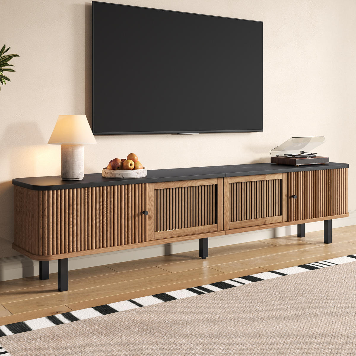 TV-SCHRANK 190cm Schiebetüren Gittertüren modern Stauraum - Eichefarben, Holzwerkstoff (35/45/190cm) - FLIEKS
