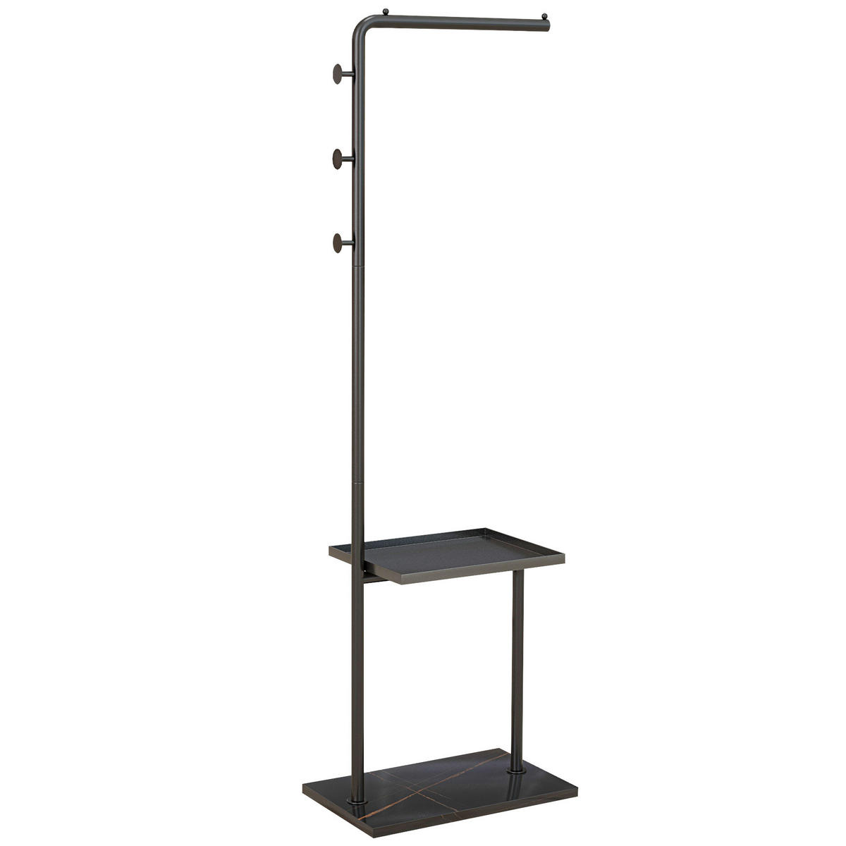 GARDEROBENSTÄNDER Kleiderständer mit Haken Tablett Garderobe für Kleidung Hüte - Schwarz, Metall (28/148/45cm) - HOMCOM