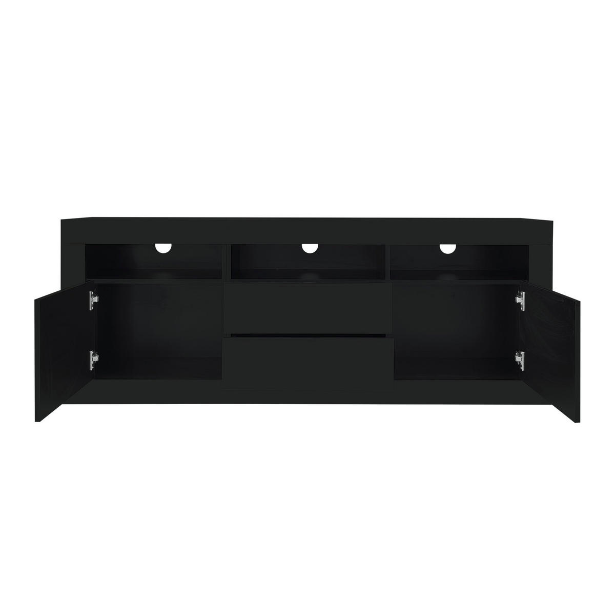 TV-LOWBOARD 160/35/60 cm in Schwarz mit LED-Beleuchtung und Hochglanzfront - Schwarz, Holzwerkstoff (160/60/35cm) - Flora Grace