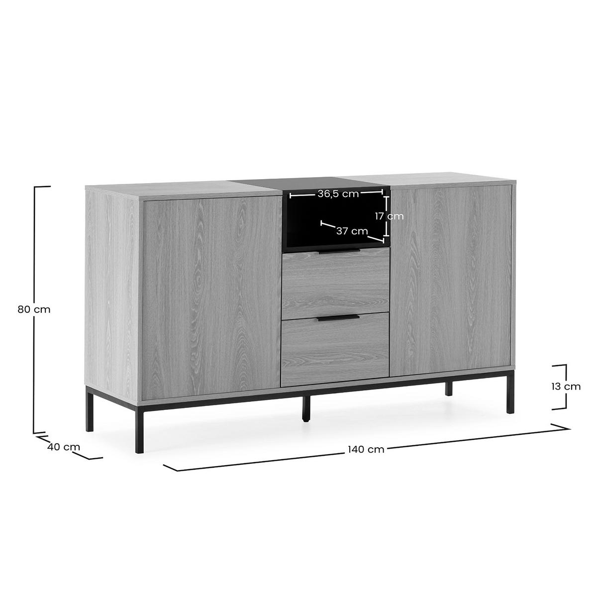 SIDEBOARD Nieve 2 türen 2 schubladen Eichenfarbe - Honigeiche, Holzwerkstoff (140/80/40cm)