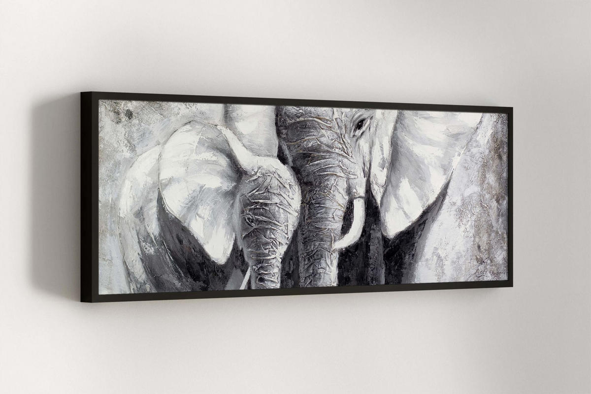ACRYLBILD HANDGEMALT 150/50 cm - Grau, Holz/Textil (2/50cm) - KUNSTLOFT