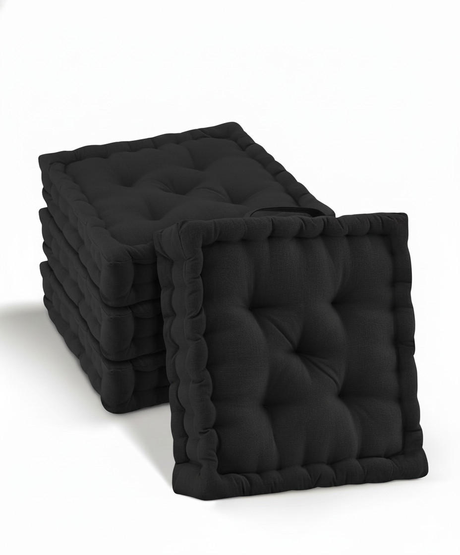 STUHLKISSEN Mila 40x40x8cm Schwarz (4tlg) - Schwarz, Textil (40/40/8cm) - Beautissu 