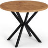 ESSTISCH Valeo runder ausziehbarer, Lancelot Eiche 120-200/120/76 cm - Eichefarben/Schwarz, Holzwerkstoff/Metall (120/120/76cm) - WFL GROUP