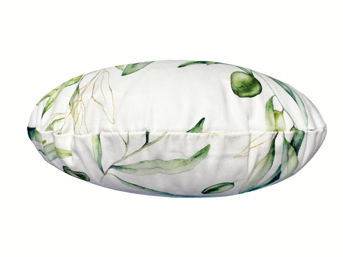 KISSENHÜLLE Rund Italy Collection Oliven 40 cm Ø - Ecru/Multicolor, Textil (40/40cm) - beties Heimtextil