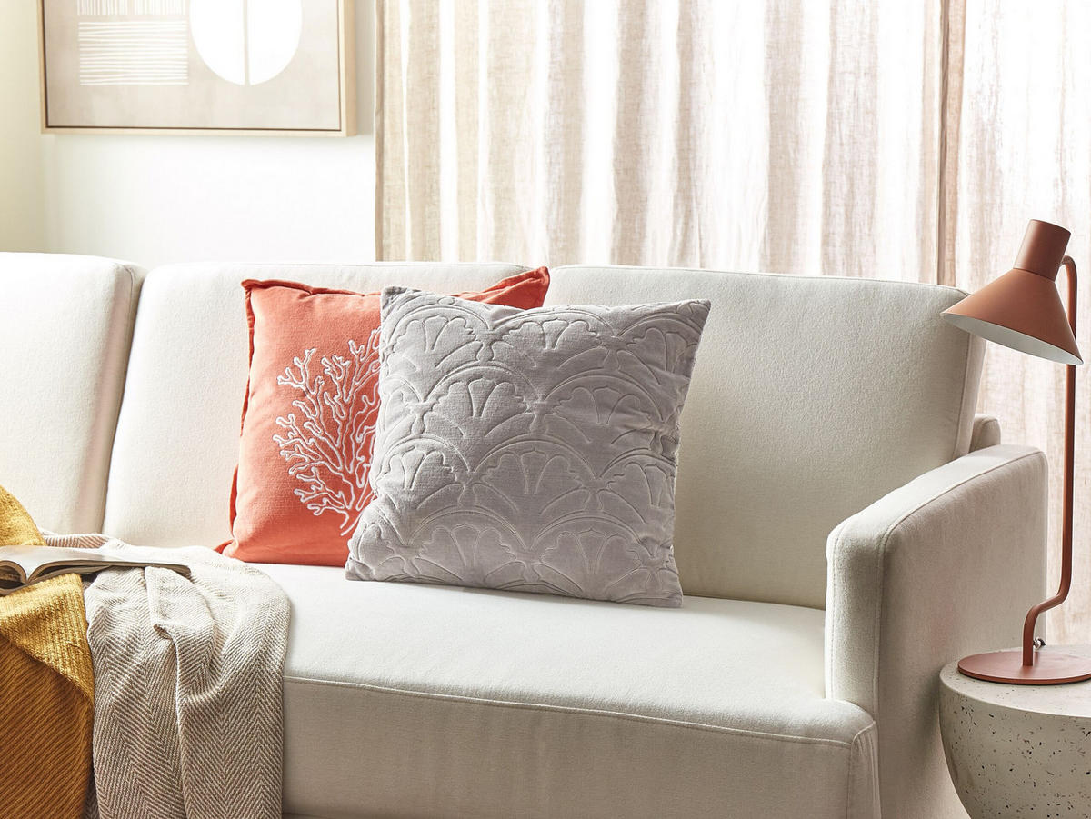 DEKOKISSEN Grau 45/45 cm Gloriosa - Grau, Textil (45/45/6cm) - Beliani