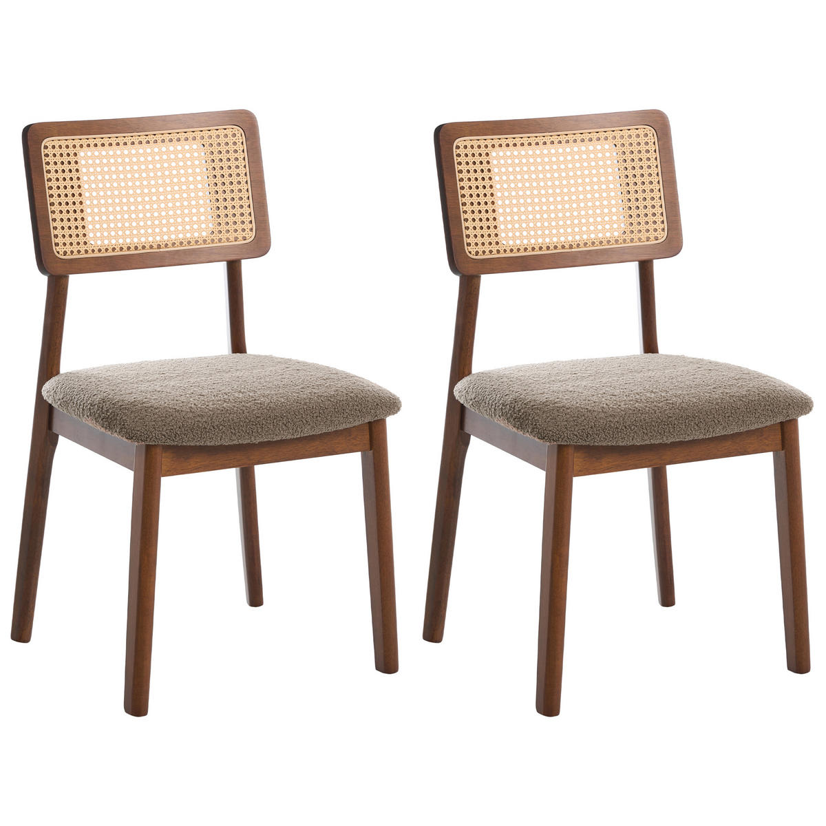 ESSZIMMERSTUHL 2er Set Holz Braun/Taupe Embar - Taupe, Holz (50/86/52cm) - Beliani