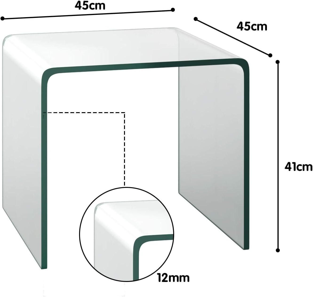 Thumbnail - Costway Beistelltisch, Klar, Glas, 45x41x45 cm, Wohnzimmer, Wohnzimmertische, Beistelltische