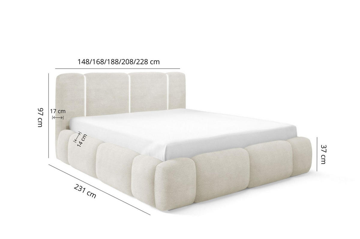 POLSTERBETT Springs - Grün, Holzwerkstoff/Textil (140/200cm) - Fun Möbel