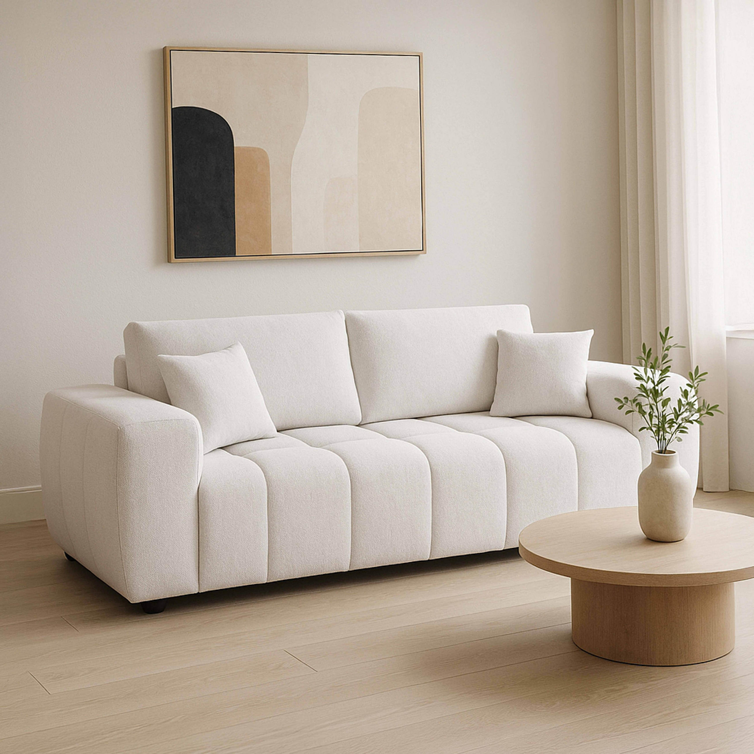 SOFA 3-Sitzer, Weiß - Weiß, Textil (100/90/238cm) - Oviala