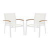 GARTENSESSEL 2er Set - stapelbar - Aluminium & Textilene - Weiß & Armlehnen Akazie - TAIPIVAI von MYLIA - Weiß, Metall - Vente-Unique