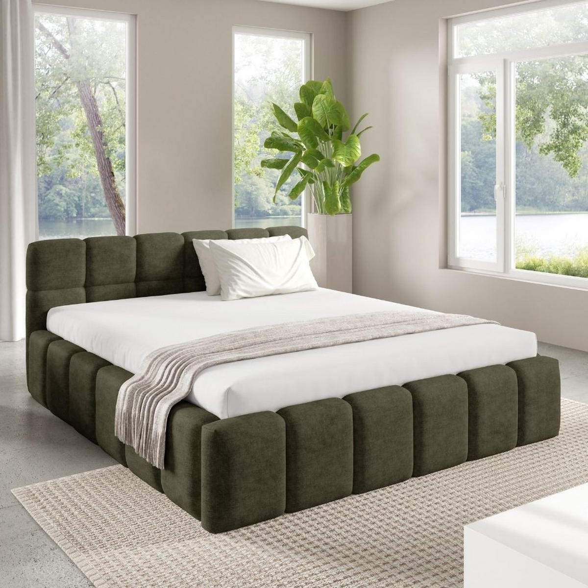 POLSTERBETT NUBO Medium 180x200 cm mit Bettkasten – PERFECT HARMONY 39 - Grün, Holz (180/200cm) - Dekori_Interiors