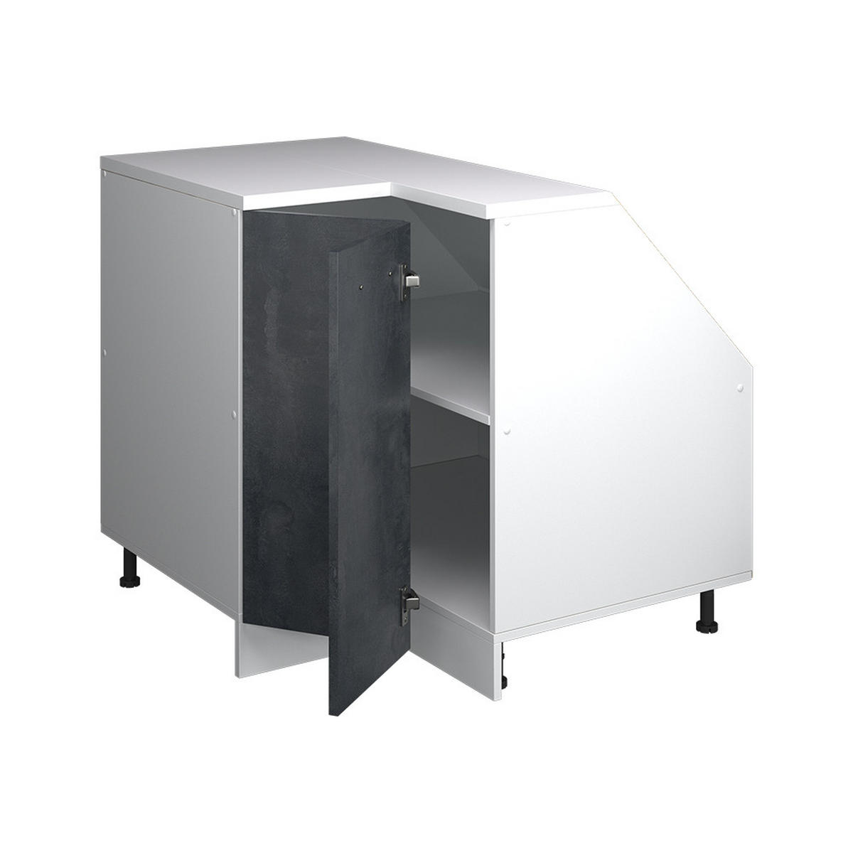 KOTNI KUHINJSKI ORMAR ZA KOSINE KROVA R-Line Crni Beton 75.6 cm s 1 vratima, korpus ormarića dubine 60 cm - bijela/crna, drvni materijal (75.6/83.8/60cm) - Vicco