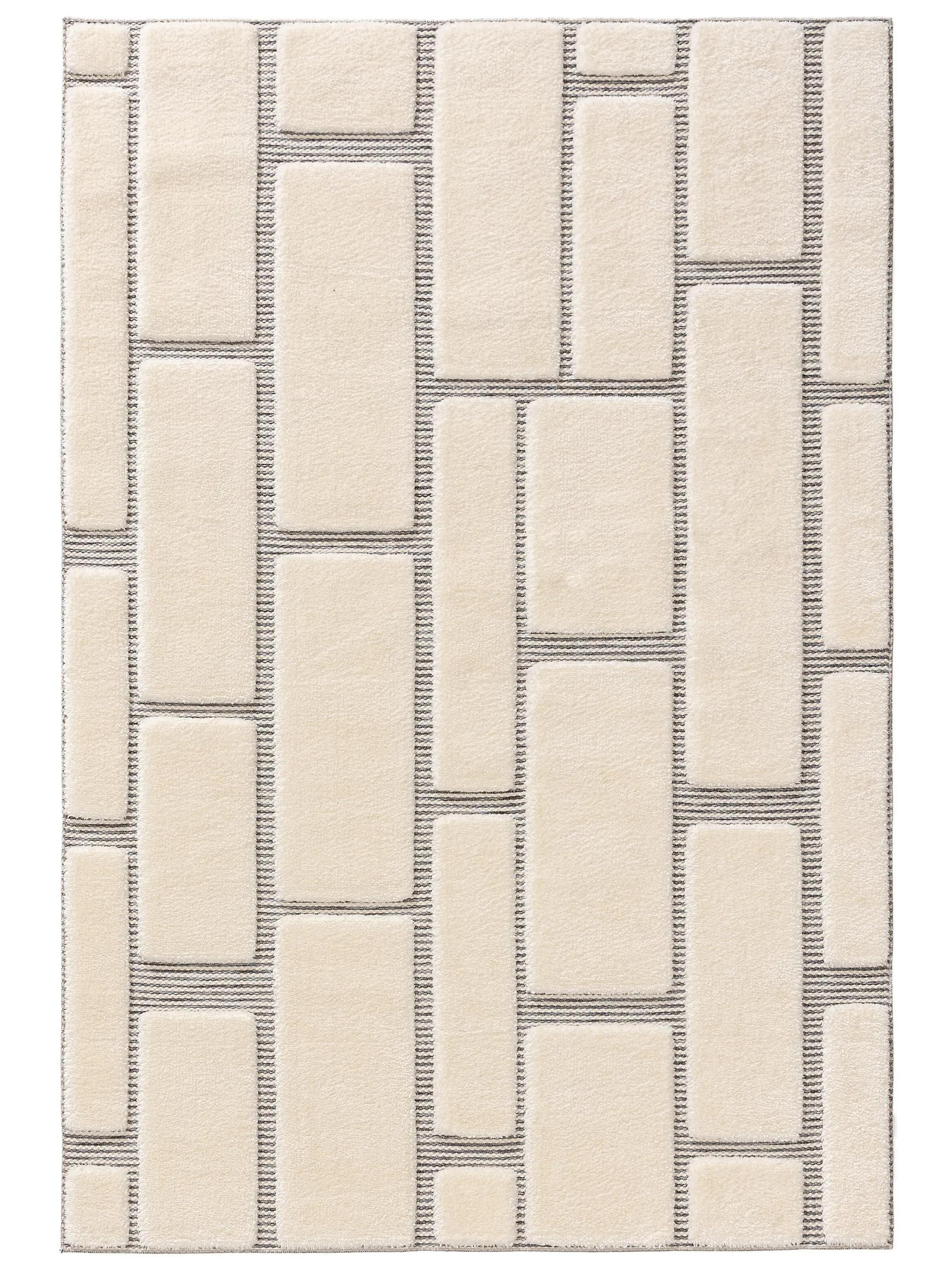 TEPPICH Elvy Cream/Grau 160x230 cm - Creme, Kunststoff (160/230cm) - benuta