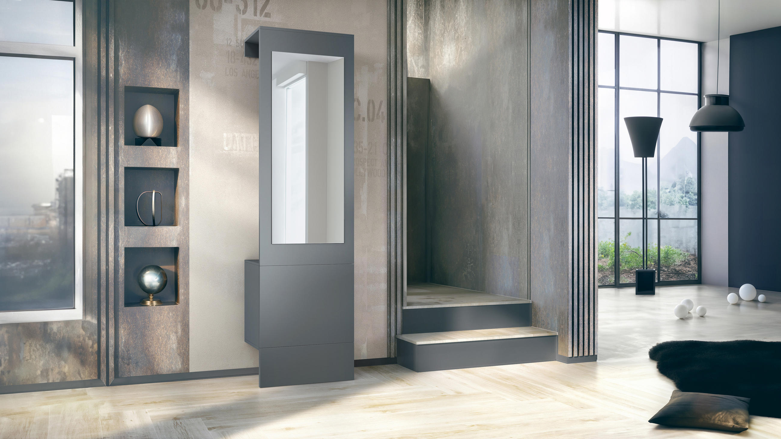 GARDEROBE Carlton Anthrazit matt - Anthrazit, Holzwerkstoff (52/193/35cm) - Vladon