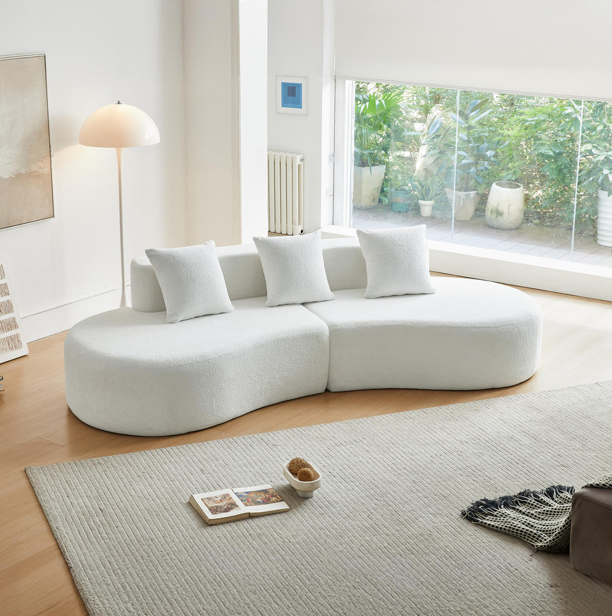 ECKSOFA modulare Form 277 x 103 cm Samt White 3-Sitzer - Weiß, Holzwerkstoff (103/68/277cm) - Meubliv