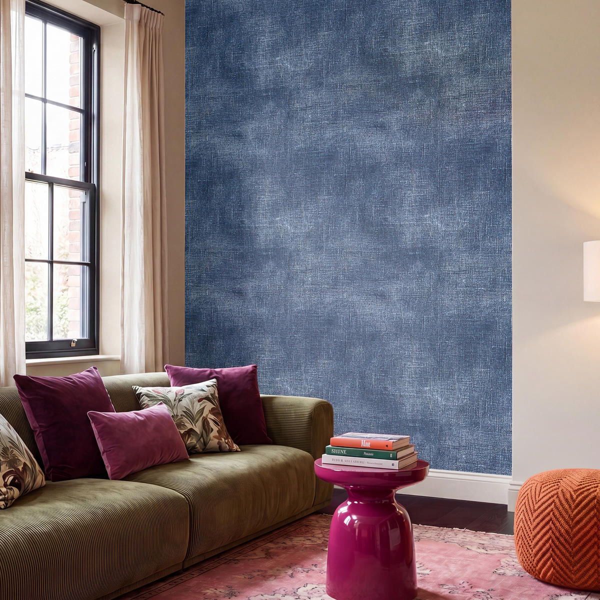 TAPETE - Leinen - Textur - Muster - Denim - Rustikal - 240x300 cm - Blau, Papier (240/300cm) - OnlyWow