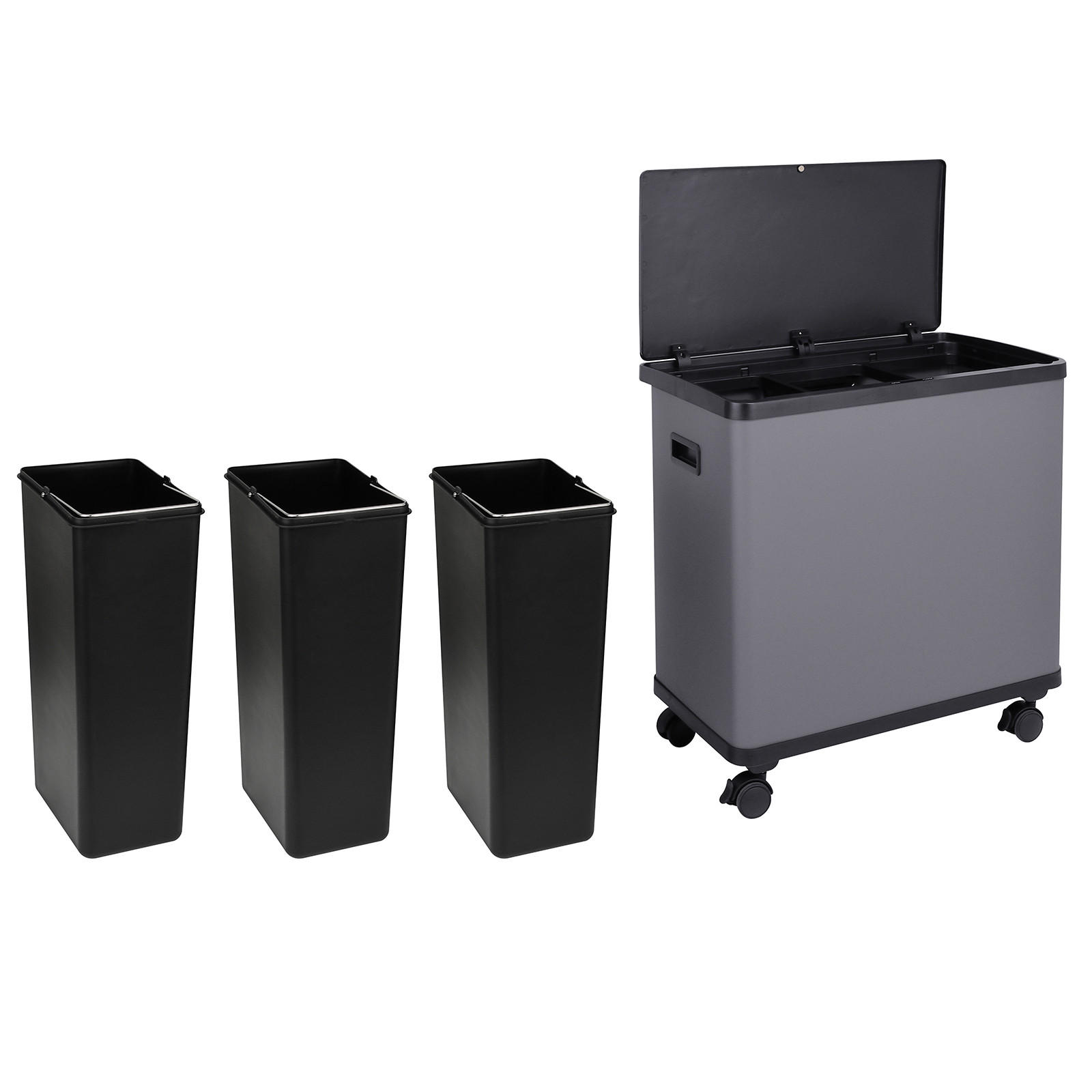 SENSORMÜLLEIMER SR3X18 54L Grau - Grau, Metall (58/60/35cm) - SVITA