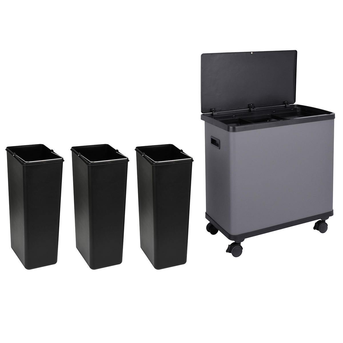 SENSORMÜLLEIMER SR3X18 54L Grau - Grau, Metall (58/60/35cm) - SVITA