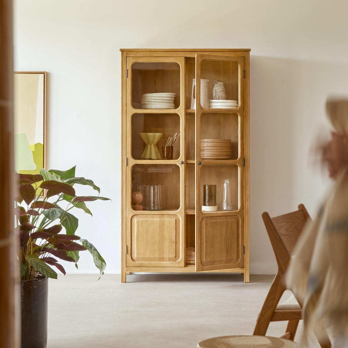 GESCHIRRSCHRANK Marthe Natur aus Eiche - Naturfarben, Holz (102/182/51cm) - Tikamoon