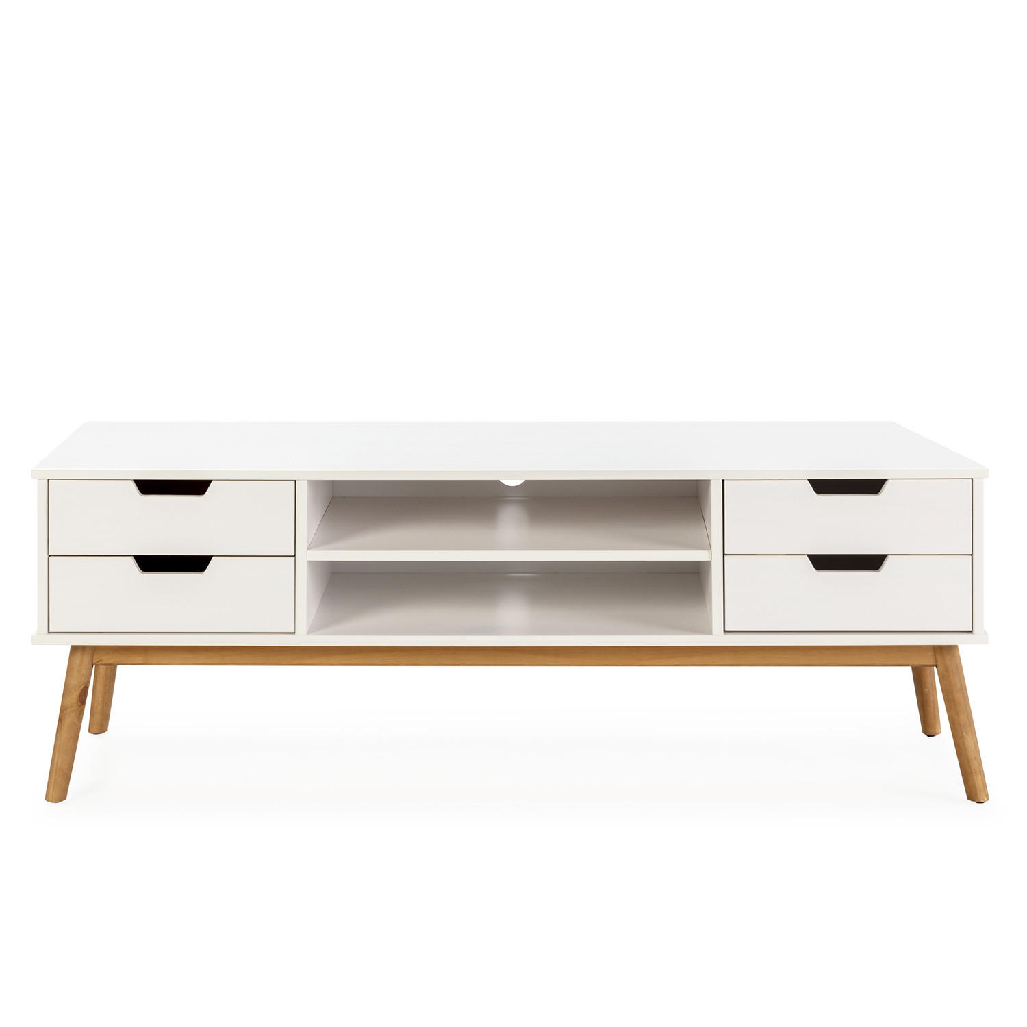 TV-ELEMENT Baku 1 Tür 2 Schubladen Weiß - Weiß, Holz (140/52/40cm) - VS Venta-stock