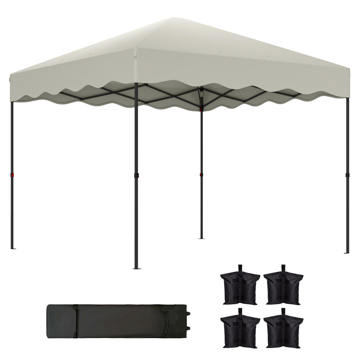 PAVILLON ca.3 x 3m - Creme, Metall (297/287/297cm) - Outsunny