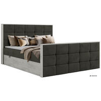 BOXBETT ALNOR DUO 140/200 - Dunkelgrau Velvet - Topper Visco - H3 - Dunkelgrau/Anthrazit, Kunststoff/Textil (140/200cm) - MKS