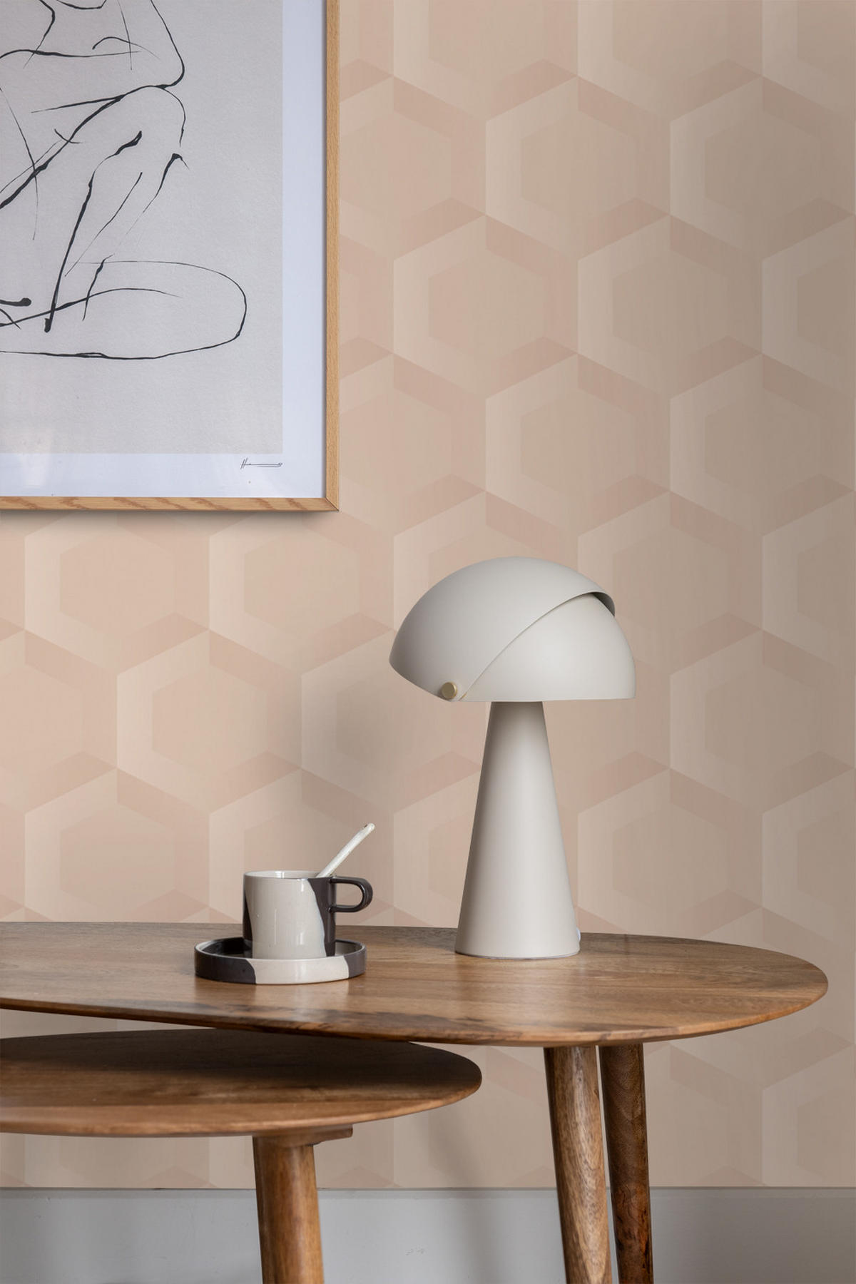 TAPETE 3D Wabenmuster 53 cm x 10.05 m - Pink, Papier (53/1000cm) - Origin Wallcoverings